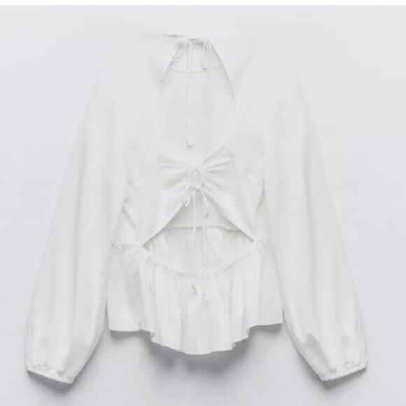 ZARA LINEN BLEND PEPLUM TOP SIZE M NEW WITH TAG! - Picture 5 of 5